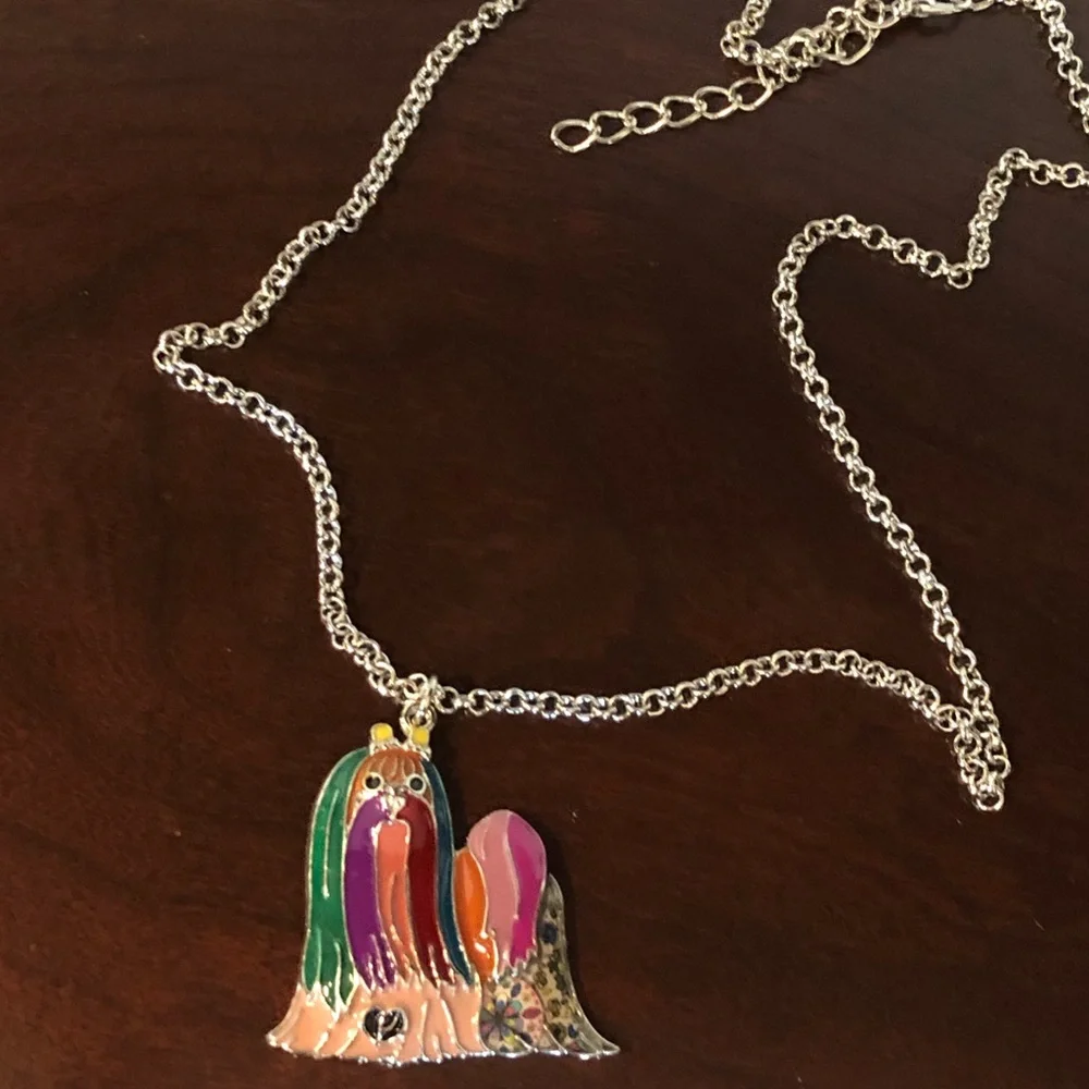 Maltese dog necklace enamel over metal NIP - Picture 3 of 6